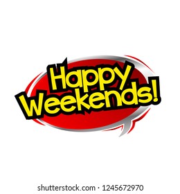 Happy Weekend Label Red Cloud Stock Vector (Royalty Free) 1245672970