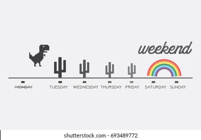 Happy weekend with a tyrex illustration background