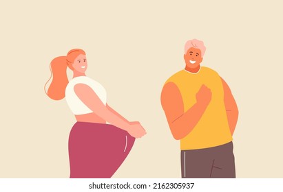 Happy weight loss people vector