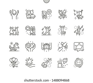 Happy Well-crafted Pixel Perfect Vector Thin Line Icons 30 2x Grid for Web Graphics and Apps. Simple Minimal Pictogram