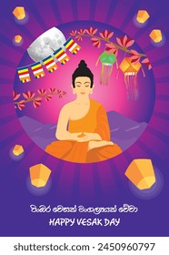 Happy Wesak Day Vector Illustrator