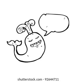 happy whale with speech bubble cartoon