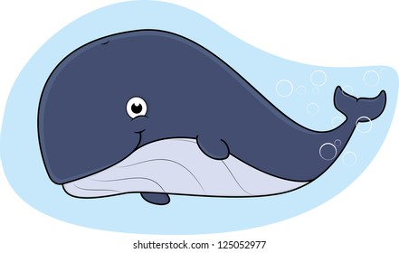 Happy Whale Vector Illustration