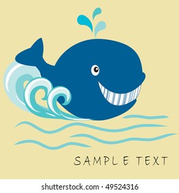 Happy whale. Vector illustration.