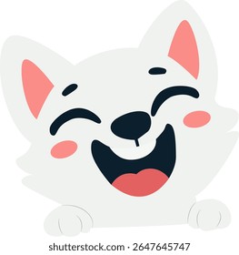 Happy White Cartoon Dog Peeking