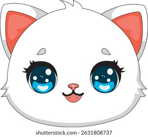 Rosto de gato branco feliz vetor gatinho