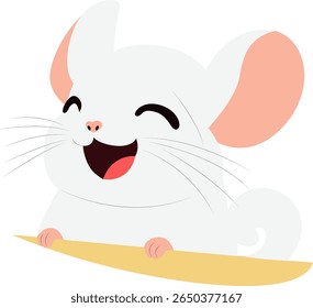 Happy White Chinchilla Cartoon hand drawn