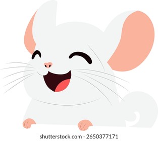Happy White Chinchilla Cartoon hand drawn