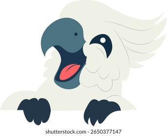 Feliz Cockatoo Branco Pequim mão desenhada