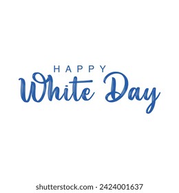 Happy White Day Banner Vector illustration. Realistic balloon hearts on blue rhombic pattern background. Japanese Translation: " White day"