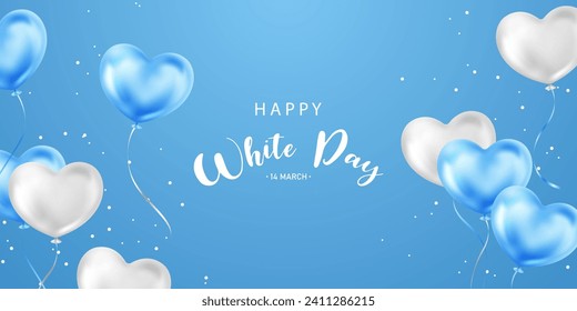 Happy White Day Design Vector. Balloon heart. Beautiful vector illustration.