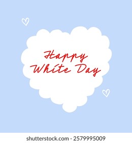 Happy White Day Greeting Card. Hand drawn Illustration white heart. 