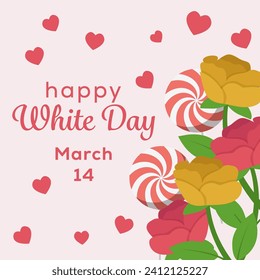 Happy white day illustration with candies and roses