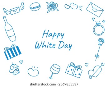 Happy White day light blue color simple design.