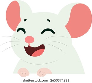Happy White Mouse Cartoon hand drawn