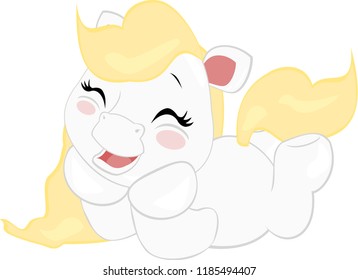 Happy white pony.