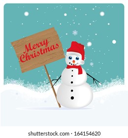 a happy white snowman in Christmas