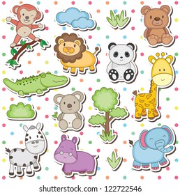 Happy wild animals clip art