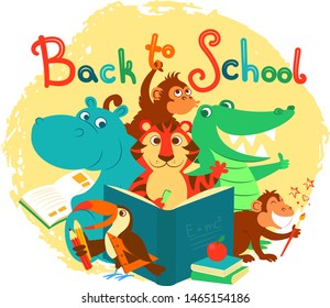 Happy wild animals are glad to return to the school. New school year