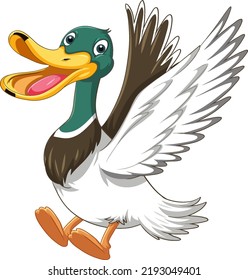 Happy wild duck cartoon character illustration