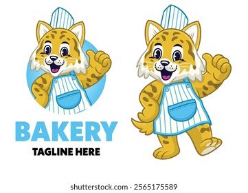 Happy Wildcat Baker Wearing Apron