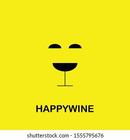 happy wine logo design template