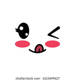 happy and wink face cartoon design, Kawaii expression cute character funny and emoticon theme Vector illustration
