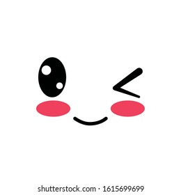 happy and wink face cartoon design, Kawaii expression cute character funny and emoticon theme Vector illustration