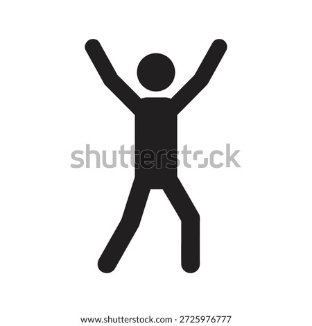 Happy winner icon jumping hands up for victory celebration success freedom achievement and excitement positive cheer triumph jump joy