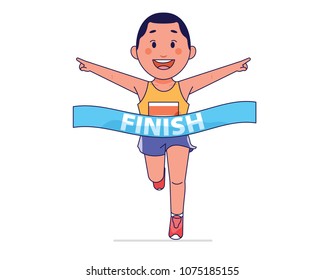 happy winner win the champion on his running race