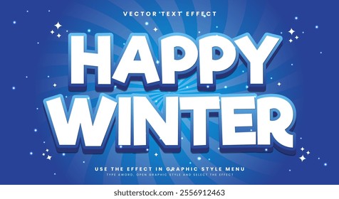 Happy Winter 3D Editable Text effect Template suitable for cold winter Style