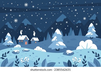 Feliz invierno de fondo. Hola temporada de invierno. Plantilla de ilustración de vectores de dibujos animados para afiches, banner, saludo, tarjeta, volante, cubierta, venta, promoción. Nevada, clima nevado. diseño de invierno de bienvenida.