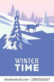 Happy Winter background. Hello Winter season. Cartoon Vector illustration Template for Poster, Banner, Greeting, Card, Flyer, Cover, Sale, Promotion. Snowfall, Snowy weather. welcome winter design.