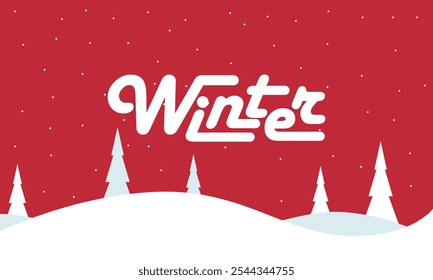 Happy Winter background. Hello Winter season. Cartoon Vector illustration Template for Poster, Banner, Greeting, Card, Flyer, Cover, Sale, Promotion. Snowfall, Snowy weather. welcome winter design.