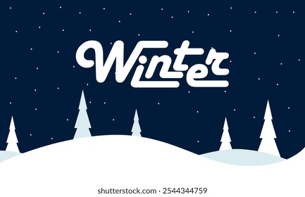 Happy Winter background. Hello Winter season. Cartoon Vector illustration Template for Poster, Banner, Greeting, Card, Flyer, Cover, Sale, Promotion. Snowfall, Snowy weather. welcome winter design.