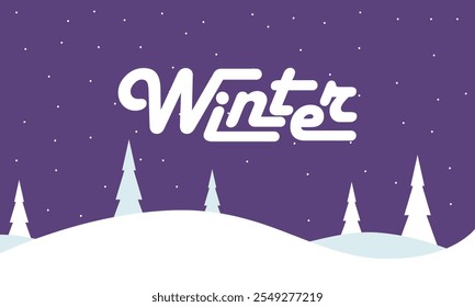 Happy Winter background. Hello Winter season. Cartoon Vector illustration Template for Poster, Banner, Greeting, Card, Flyer, Cover, Sale, Promotion. Snowfall, Snowy weather. welcome winter design.