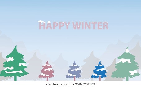 Happy Winter background, Hello Winter season, Cartoon style  vector illustration design background