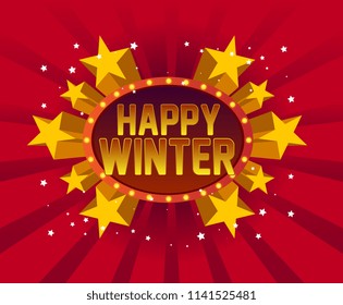 happy winter, beautiful greeting card background or banner with star party theme.  design illustration