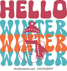 Happy Winter Days retro svg design and eps file