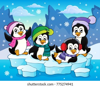 Happy winter penguins topic image 2 - eps10 vector illustration.