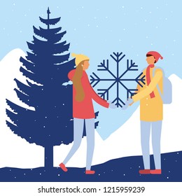 happy winter people vacation