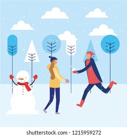 happy winter people vacation