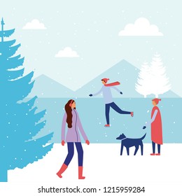happy winter people vacation
