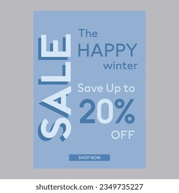 The happy winter sale 20% off discount promotion poster