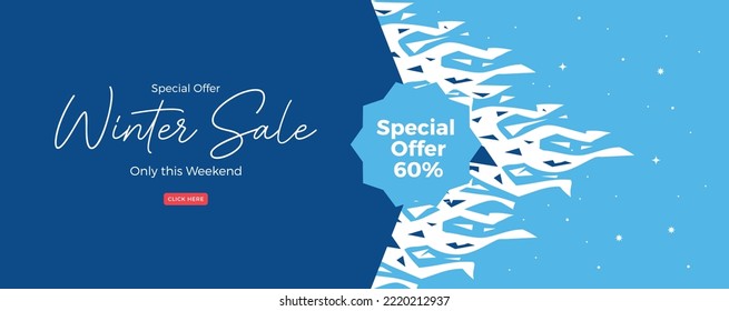 Happy winter sale banner design for promotion you can use with modern and winter style. Vector Eps 10