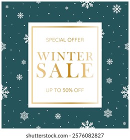 Happy Winter sale banner. Hello Winter season, cartoon vector illustration template for promotion