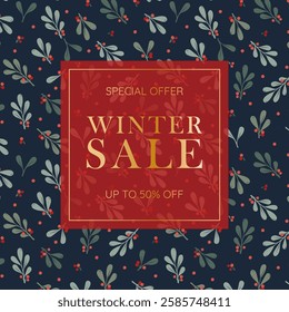 Happy Winter sale banner. Hello Winter season, cartoon vector illustration template for promotion, voucher