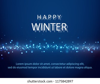 Happy Winter season with floating snowflakes. sale banner. season off. discount poster. layout advertising. Vector Illustration.