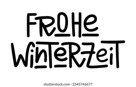 Happy winter season on german language handwritten lettering perfect for seasonal decor and holiday cards