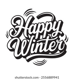 Happy Winter silhouette vector icon